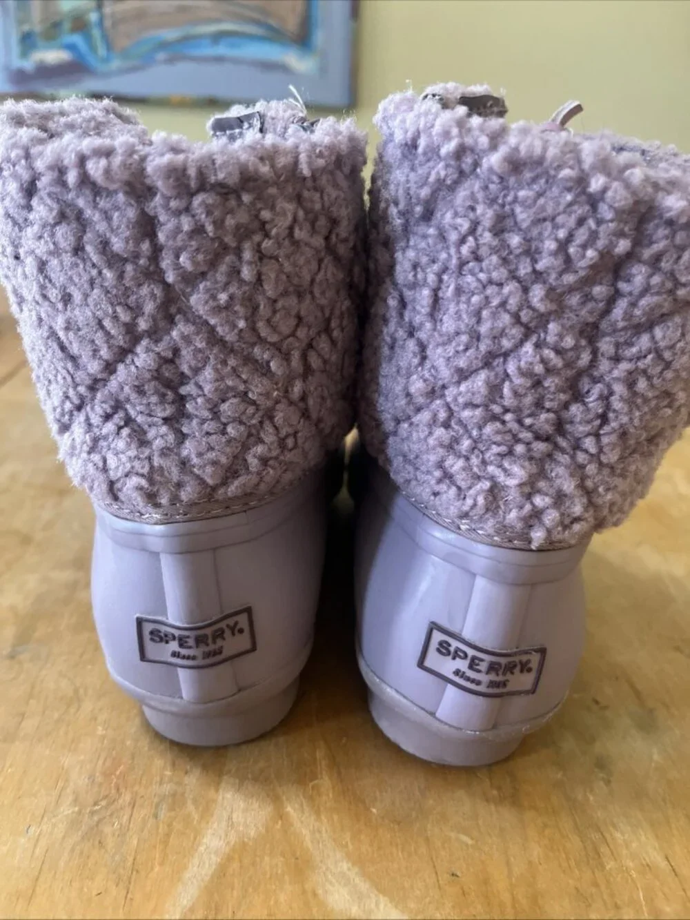 SPERRY Quilted Saltwater Sherpa Duck Boot Wool Waterproof Snow Sz 7.5 Lavender